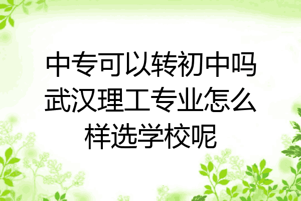 中专可以转初中吗武汉理工专业怎么样选学校呢