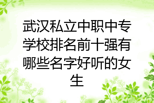 武汉私立中职中专学校排名前十强有哪些名字好听的女生