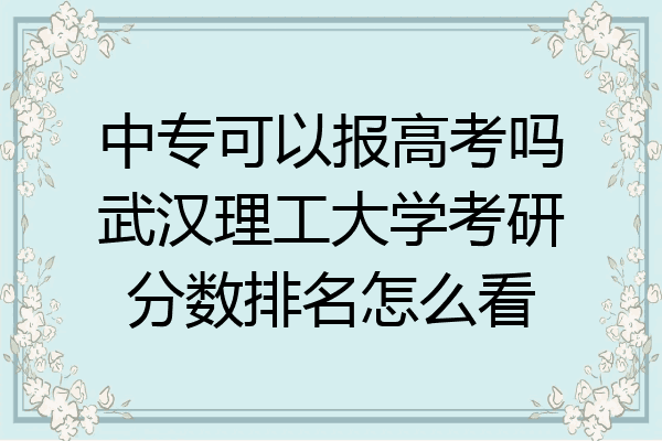 中专可以报高考吗武汉理工大学考研分数排名怎么看
