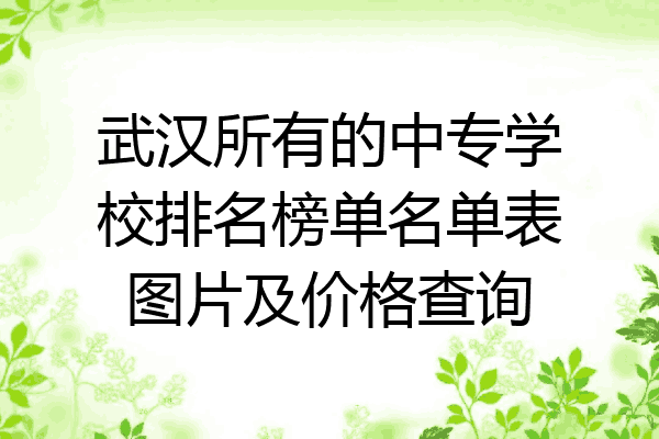 武汉所有的中专学校排名榜单名单表图片及价格查询