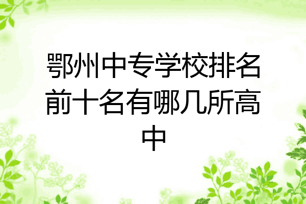 鄂州中专学校排名前十名有哪几所高中