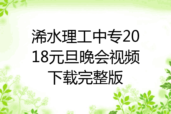 浠水理工中专2018元旦晚会视频下载完整版