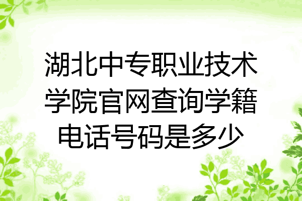 湖北中专职业技术学院官网查询学籍电话号码是多少