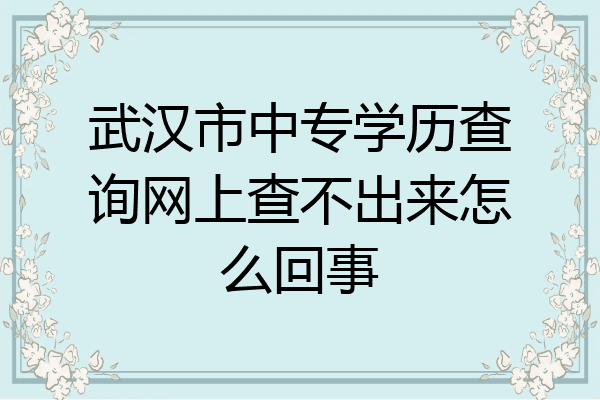 武汉市中专学历查询网上查不出来怎么回事