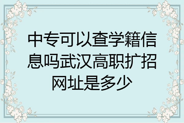 中专可以查学籍信息吗武汉高职扩招网址是多少