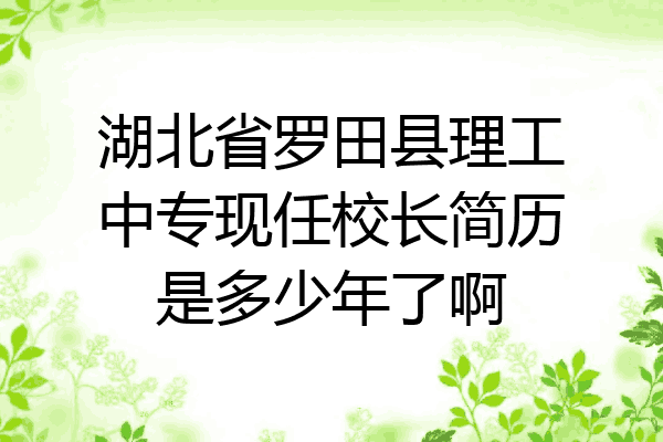 湖北省罗田县理工中专现任校长简历是多少年了啊