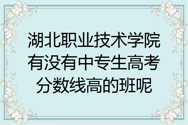 湖北职业技术学院有没有中专生高考分数线高的班呢