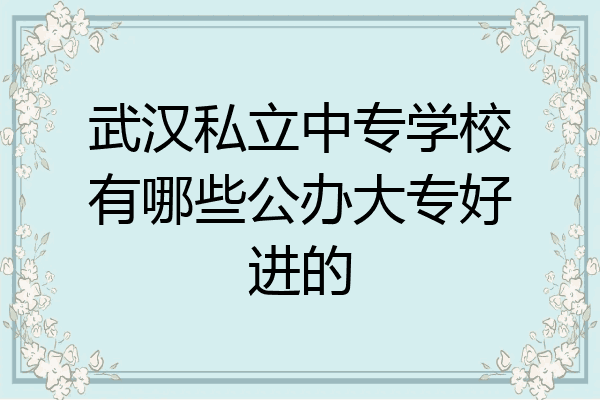 武汉私立中专学校有哪些公办大专好进的