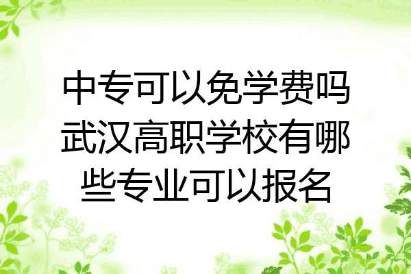 中专可以免学费吗武汉高职学校有哪些专业可以报名