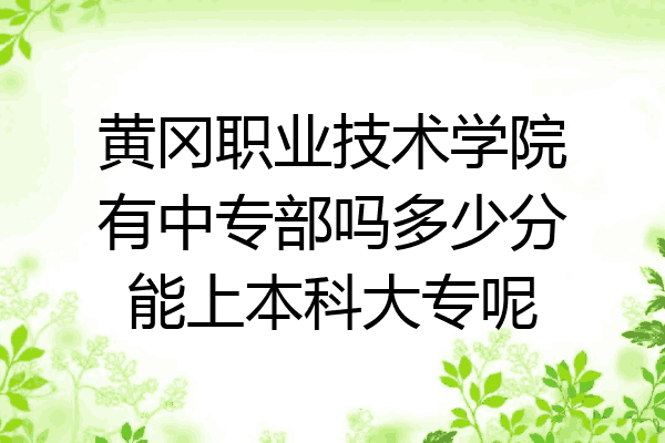 黄冈职业技术学院有中专部吗多少分能上本科大专呢
