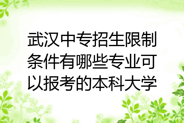武汉中专招生限制条件有哪些专业可以报考的本科大学