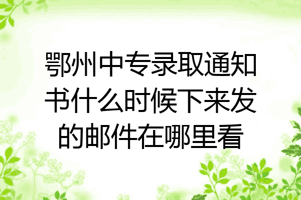 鄂州中专录取通知书什么时候下来发的邮件在哪里看