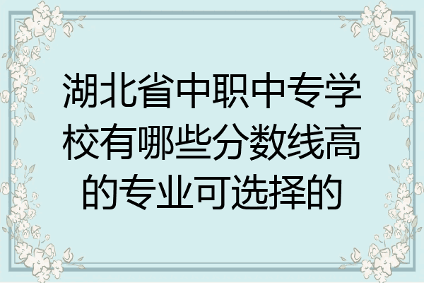 湖北省中职中专学校有哪些分数线高的专业可选择的