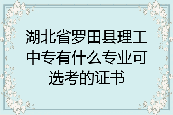 湖北省罗田县理工中专有什么专业可选考的证书