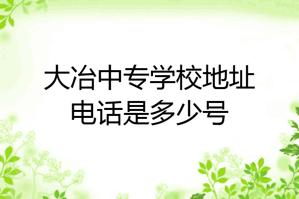 大冶中专学校地址电话是多少号