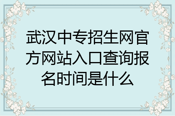 武汉中专招生网官方网站入口查询报名时间是什么
