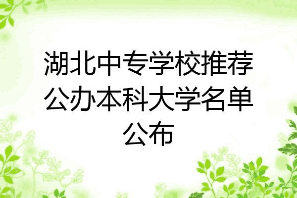 湖北中专学校推荐公办本科大学名单公布