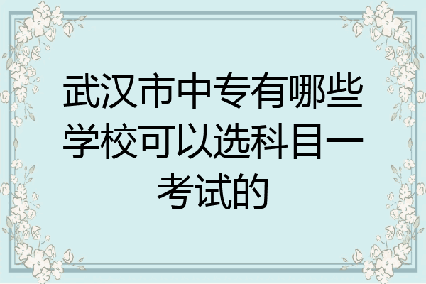 武汉市中专有哪些学校可以选科目一考试的
