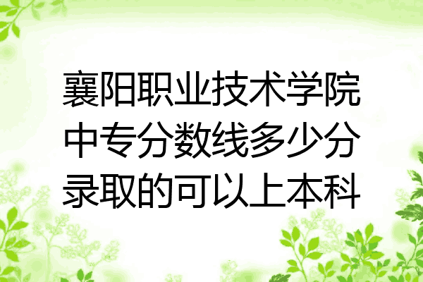 襄阳职业技术学院中专分数线多少分录取的可以上本科