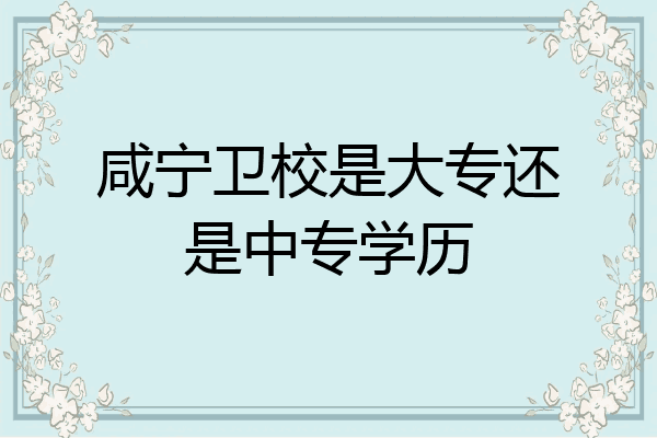 咸宁卫校是大专还是中专学历
