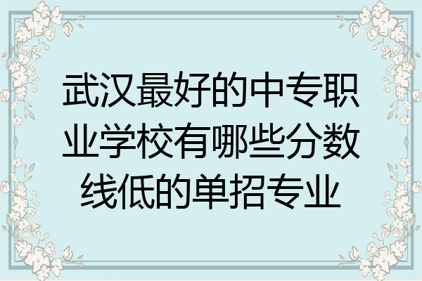 武汉最好的中专职业学校有哪些分数线低的单招专业
