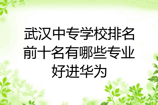 武汉中专学校排名前十名有哪些专业好进华为