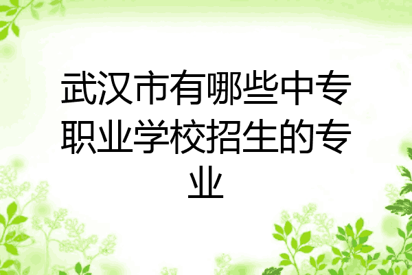武汉市有哪些中专职业学校招生的专业