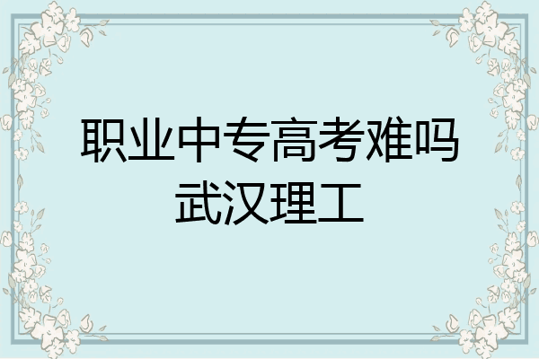 职业中专高考难吗武汉理工