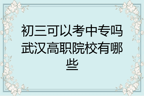 初三可以考中专吗武汉高职院校有哪些