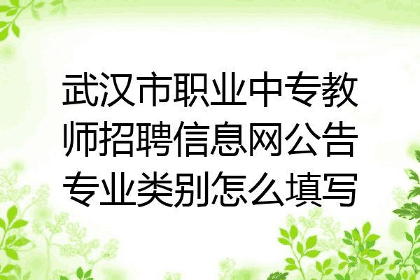 武汉市职业中专教师招聘信息网公告专业类别怎么填写
