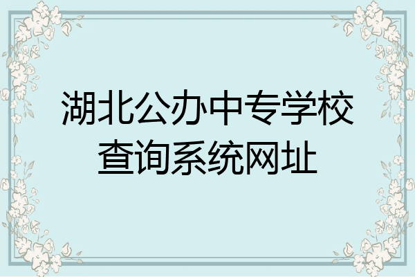 湖北公办中专学校查询系统网址
