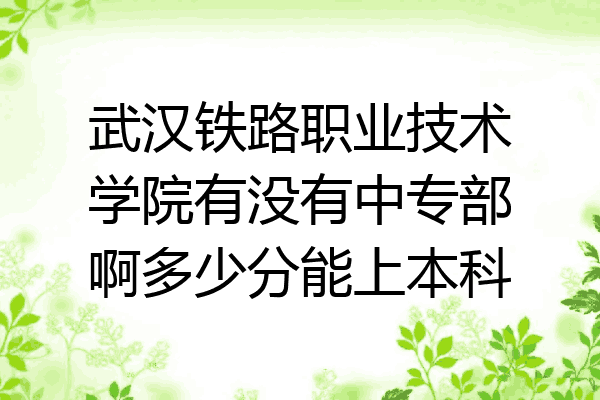 武汉铁路职业技术学院有没有中专部啊多少分能上本科