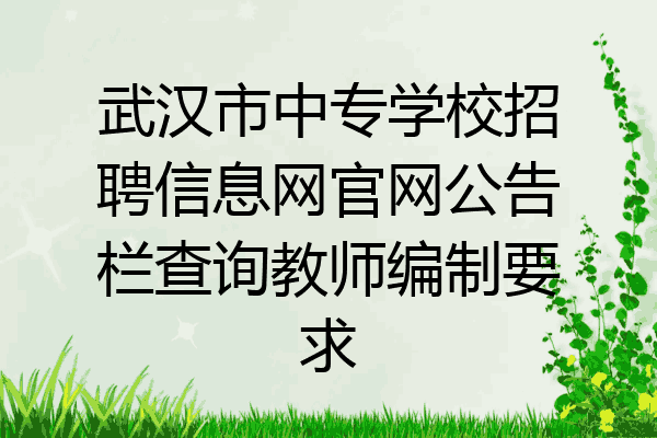 武汉市中专学校招聘信息网官网公告栏查询教师编制要求
