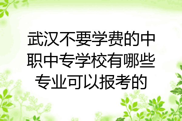武汉不要学费的中职中专学校有哪些专业可以报考的