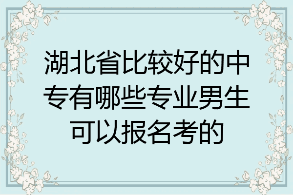 湖北省比较好的中专有哪些专业男生可以报名考的