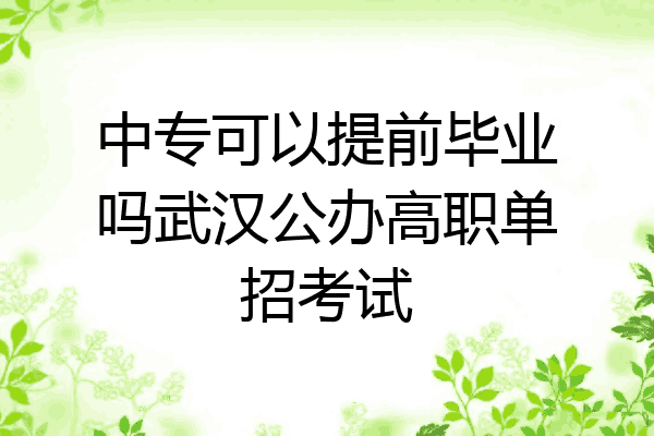中专可以提前毕业吗武汉公办高职单招考试