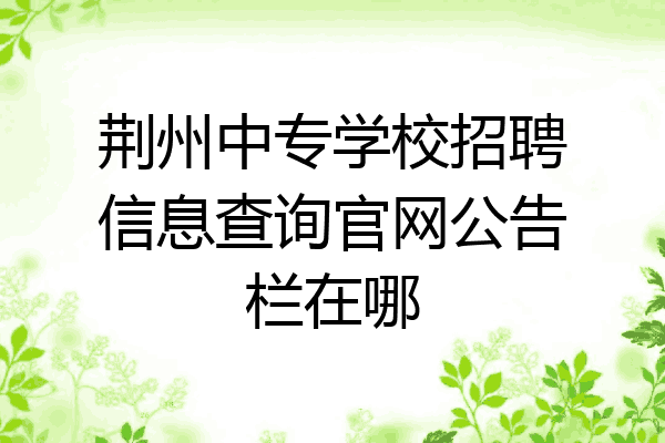 荆州中专学校招聘信息查询官网公告栏在哪
