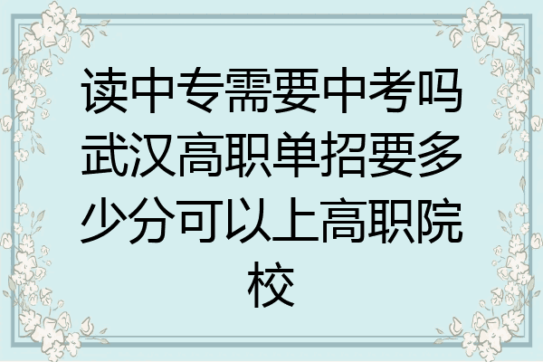 读中专需要中考吗武汉高职单招要多少分可以上高职院校
