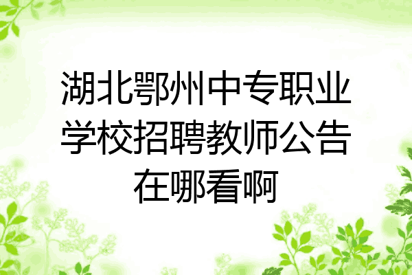 湖北鄂州中专职业学校招聘教师公告在哪看啊