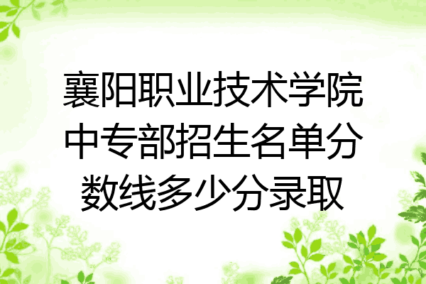 襄阳职业技术学院中专部招生名单分数线多少分录取