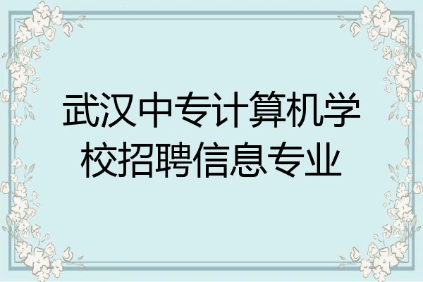 武汉中专计算机学校招聘信息专业