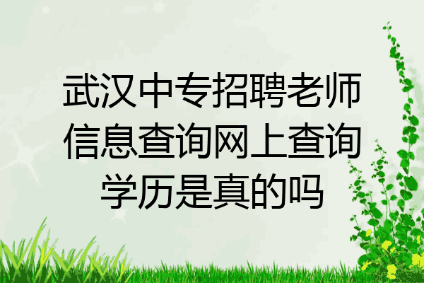 武汉中专招聘老师信息查询网上查询学历是真的吗
