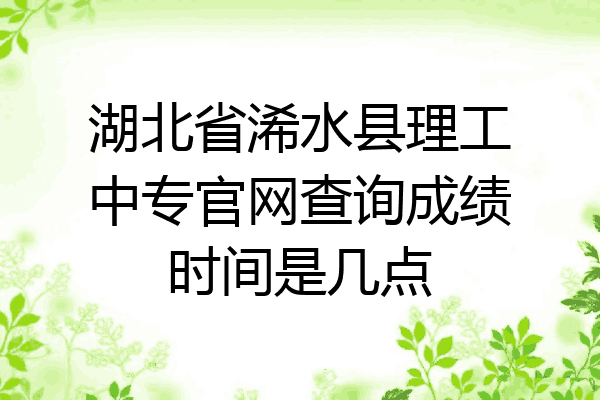 湖北省浠水县理工中专官网查询成绩时间是几点