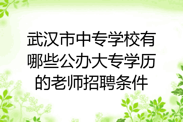 武汉市中专学校有哪些公办大专学历的老师招聘条件