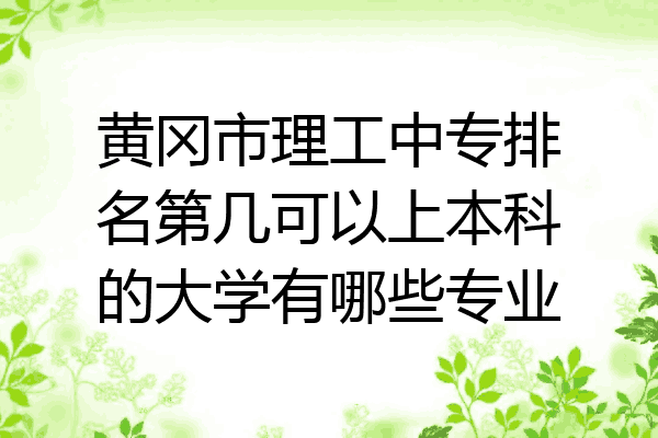 黄冈市理工中专排名第几可以上本科的大学有哪些专业