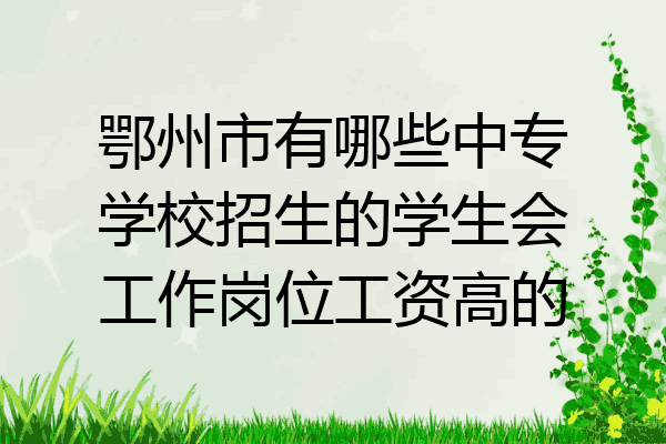 鄂州市有哪些中专学校招生的学生会工作岗位工资高的