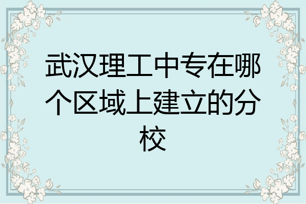 武汉理工中专在哪个区域上建立的分校