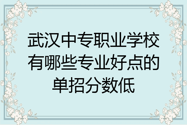 武汉中专职业学校有哪些专业好点的单招分数低