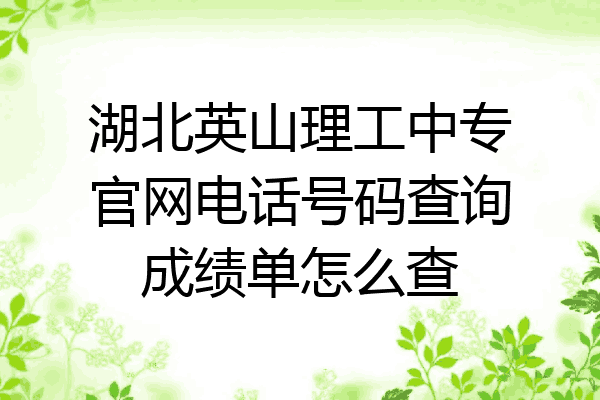 湖北英山理工中专官网电话号码查询成绩单怎么查
