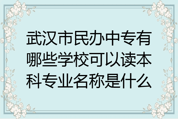 武汉市民办中专有哪些学校可以读本科专业名称是什么